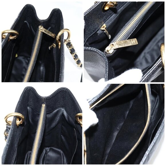 CHANEL Matelasse COCO Mark Chain Bag Grained Calf Skin Black Gold CC Auth PP623M - Picture 15 of 16